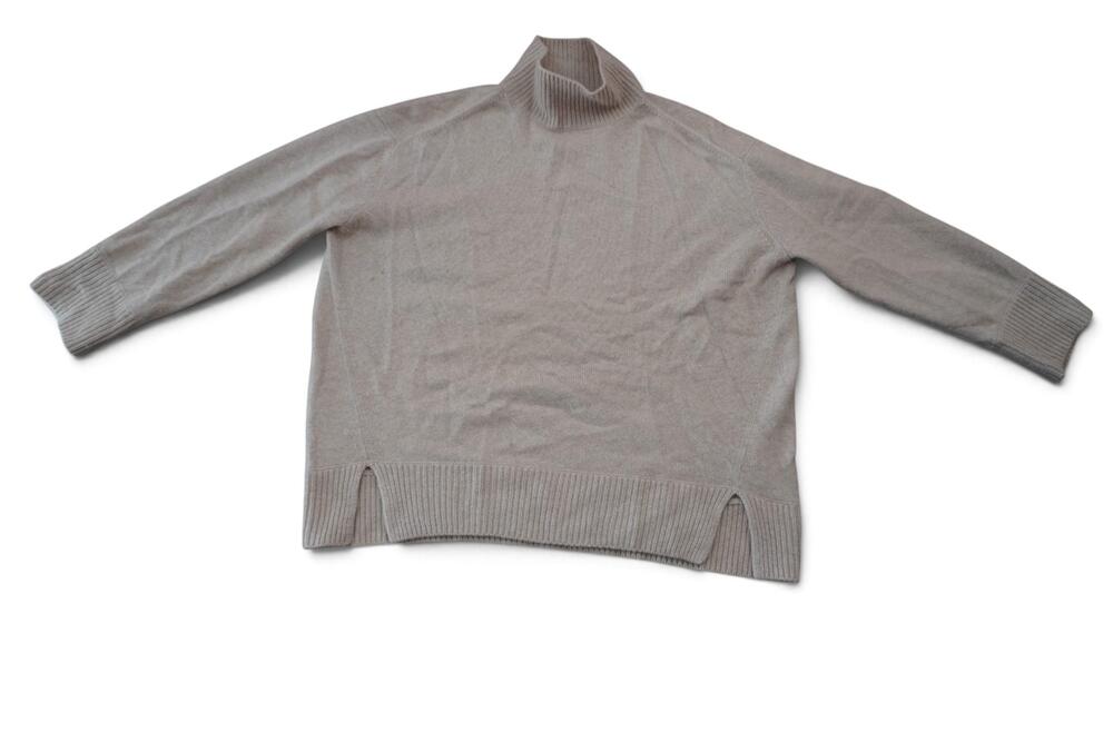 Vince Sweater Womens XL Beige 100% Cashmere Mock Neck Relaxed Pullover Knit